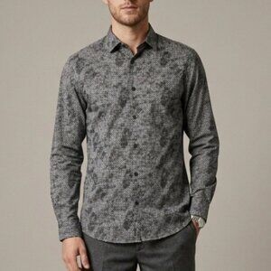 Ted Baker Button Down Long Sleeve Dress Shirt Size Large Grey Black